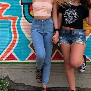 High Rise Lightwash Skinny Jeans